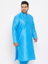 Vastramay Men's Plus Size Aqua Blue Silk Blend Kurta